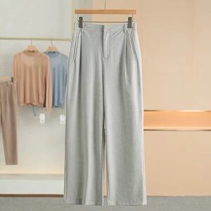 Light Gray Wide-Leg Trousers